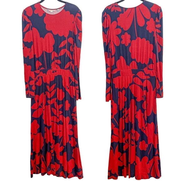 Boden Puff Sleeve Jersey Midi Dress Long Sleeve 6 - Picture 5 of 8